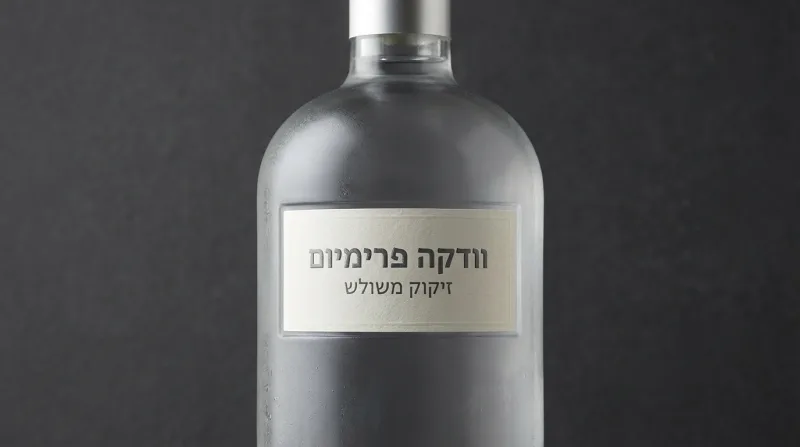 בקבוק זכוכית של וודקה פרימיום עם תווית שעליה כתוב "זיקוק משולש"